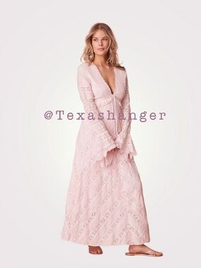 LoveShackFancy NWT Weil Cotton Lace Maxi Dress Size 00 Lilac Hand Dye